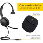 Jabra evolve2 40 casque pc stereo ecouteurs certifié microsoft teams à réduction du bruit avec technologie d`appel à 3 microphon