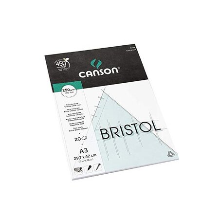 Bloc Bristol, A3, 250 g/m2, blanc CANSON