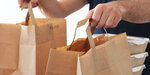 Lot de 25 sacs cabas en papier kraft brun marron havane avec poignée plate 220 x 100 x 280 mm 6 Litres résistant papier 80g/m² non imprimé