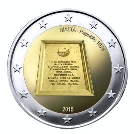 Monnaie 2 euros commémorative malte 2015 - république 1974
