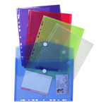 Sachet De 5 Pochettes-enveloppes Perforées Polypropylène - A4 - Couleurs Assorties - X 10 - Exacompta