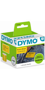 DYMO LabelWriter Boite de 1 rouleau de 220 étiquettes adhésives Jaunes  Badge/Expédition  54mm x 101mm.