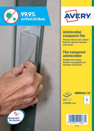 40 films antimicrobiens 139 x 99,1mm - adhésif amovible