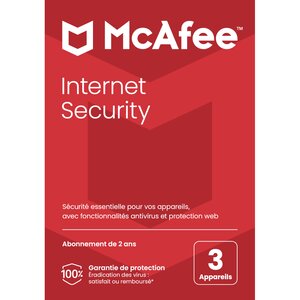 Mcafee internet security - licence 2 ans - 3 appareils - a télécharger