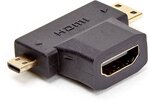 Adaptateur D2 Diffusion Micro HDMI mâle (Type D) et Mini HDMI mâle (Type C) vers HDMI femelle (Type A) (Noir)