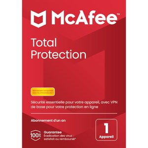 Mcafee total protection - licence 1 an - 3 postes - a télécharger