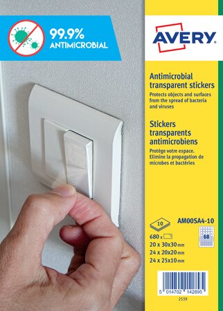 680 stickers carrés antimicrobiens - adhésif permanent