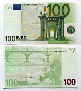 Billet de Collection 100 Euro 2002 italie - Neuf - P12s - Trichet - S J022 E1